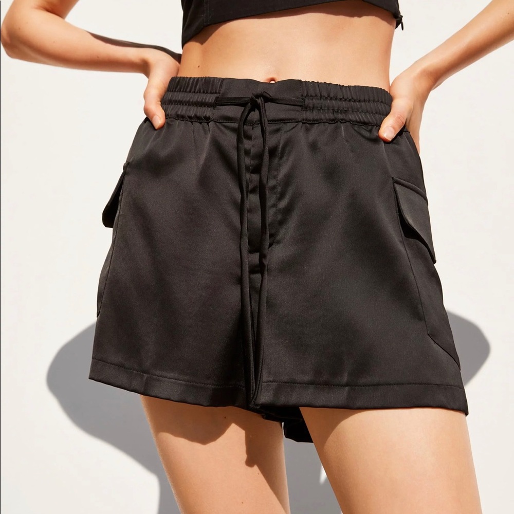 Zara Black Satin Shorts